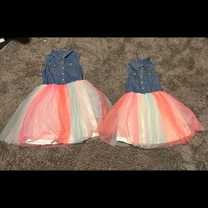 Cutest jean and tulle dresses (sizes 6/6x and 10/12) only worn once for pictures